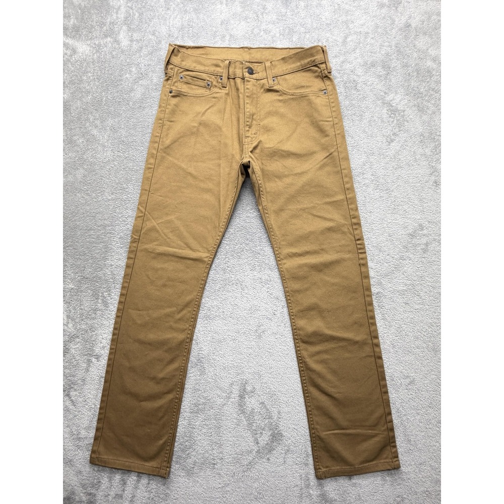 Levis 513 Jeans Mens Measured 32x30 Brown Slim Straight Denim Zip Fly Stretch